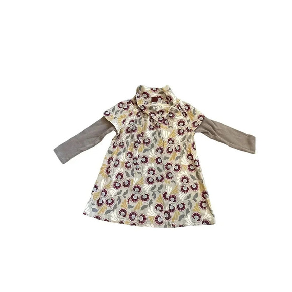Tea Collection Girl Multicolor 100% Cotton Long Sleeve Fit & Flare Dress Size L - Picture 1 of 8